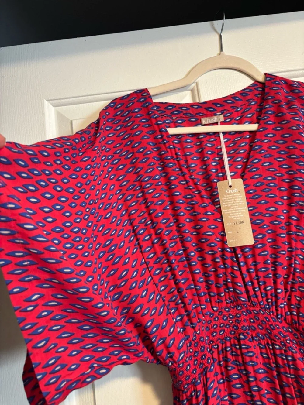 NEW Khush Flynn Bright Pink & Blue Printed Elastic-Waist Dress 🩷 - Picture 2 of 6